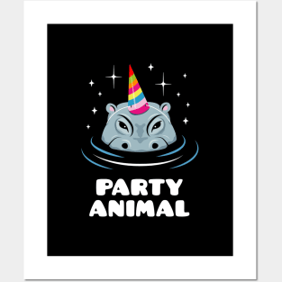 Party Animal Hippo Posters and Art